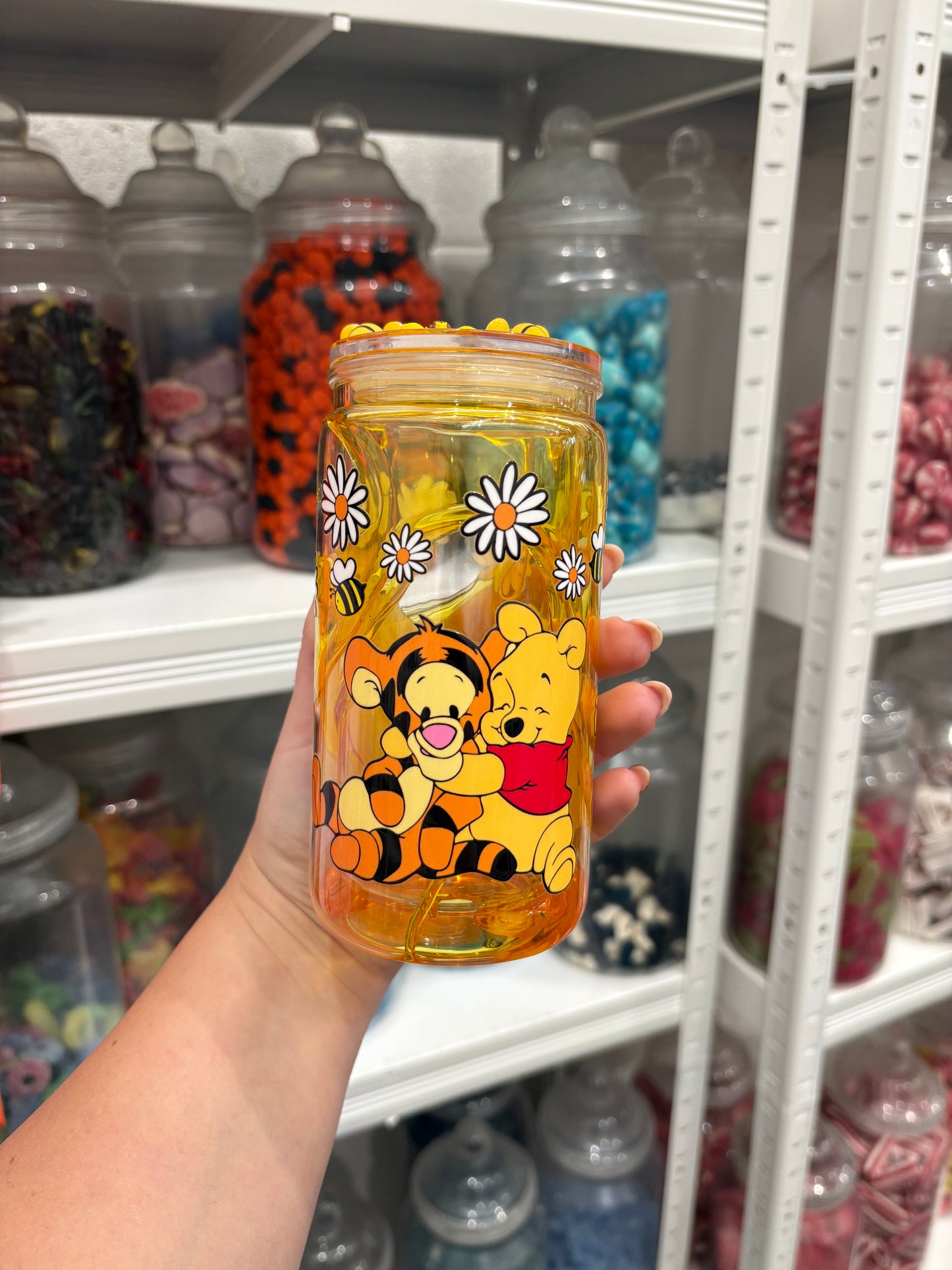Pooh Inspired Honey Drip Bee Lid 16oz Cup