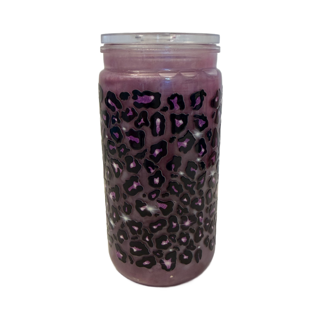 Leopard Print Lilac Mica 16oz Cup