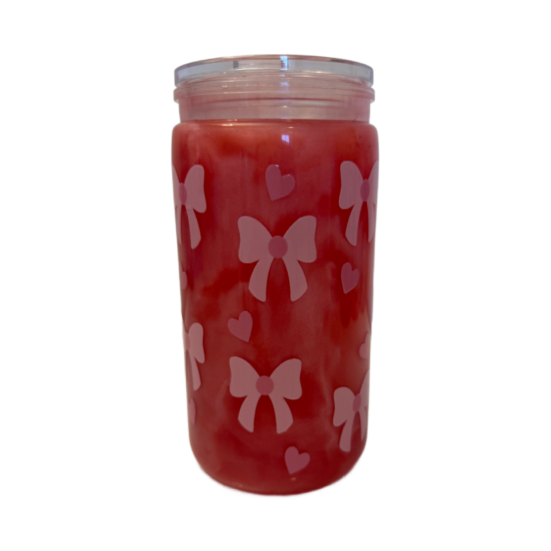 Pink Bow Light Pink Mica 16oz Cup