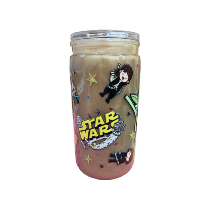Star Wars Inspired Cartoon Gold Mica 16oz Cup