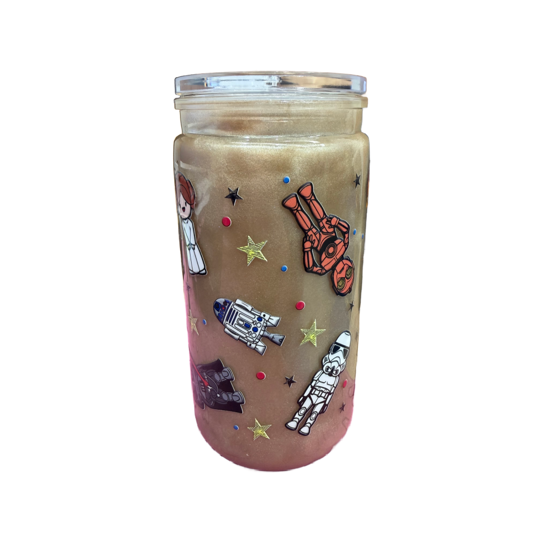 Star Wars Inspired Cartoon Gold Mica 16oz Cup