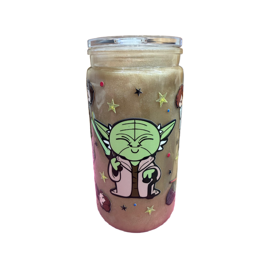 Star Wars Inspired Cartoon Gold Mica 16oz Cup